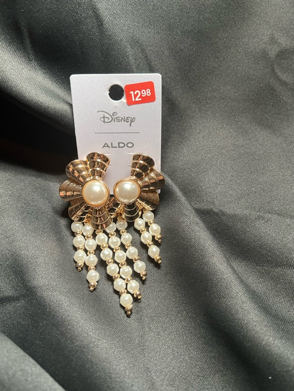 Aldo Gold Bow Earrings with Pearl Dangles